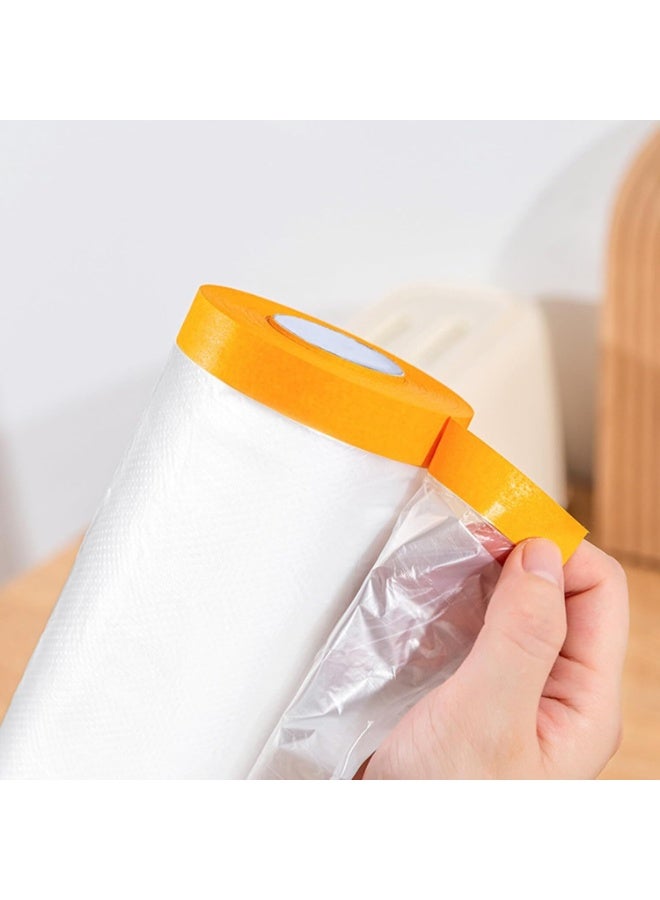 FAYET Pre-Taped Masking Film Plastic Sheeting (2m x 20m Roll), Tear-Resistant Static-Cling Paint Protection Cover for Automotive, Furniture, Cabinets, Floors, Carpet and Dust Protection - Image 3